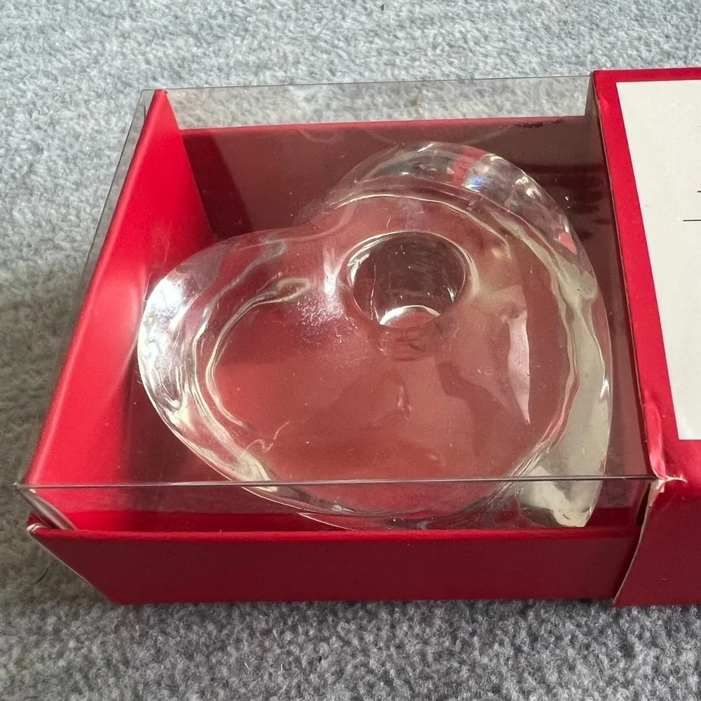 Williams-Sonoma Valentine Heart Tiny Taper Glass Candle‎ Holders New In Box